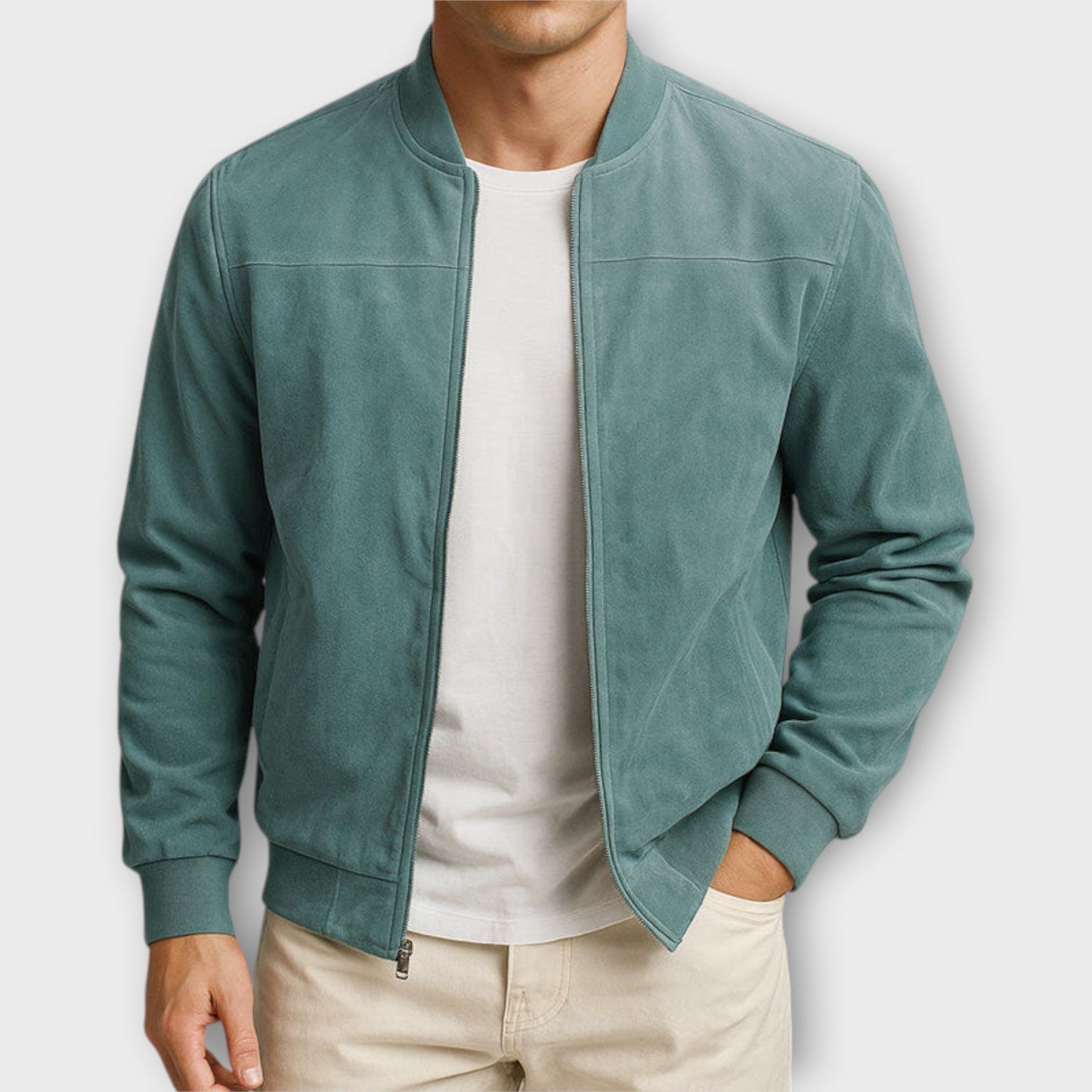 Sevanno | Men’s Suede Leather Bomber Jacket