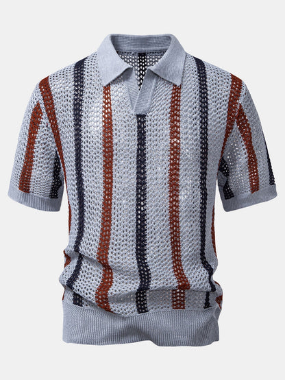 Sevanno | Crochet Polo & Straight Linen Trousers