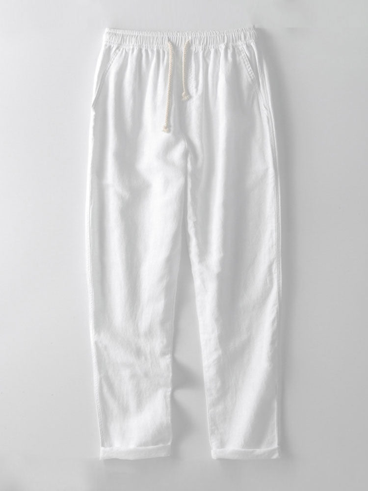 Sevanno | Crochet Polo & Straight Linen Trousers