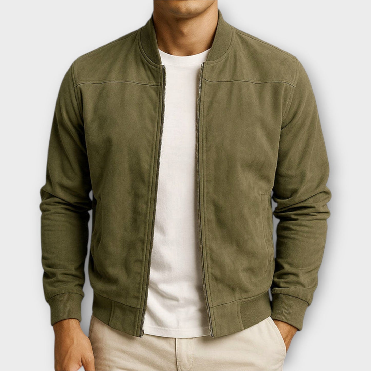 Sevanno | Men’s Suede Leather Bomber Jacket