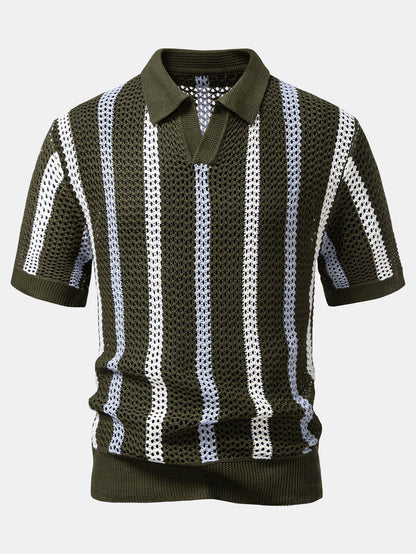 Sevanno | Crochet Polo & Straight Linen Trousers