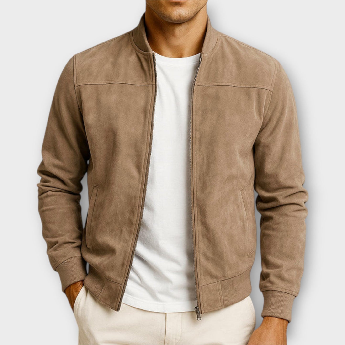 Sevanno | Men’s Suede Leather Bomber Jacket