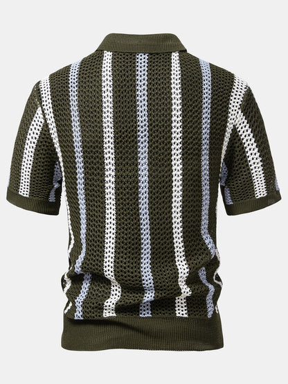 Sevanno | Crochet Polo & Straight Linen Trousers