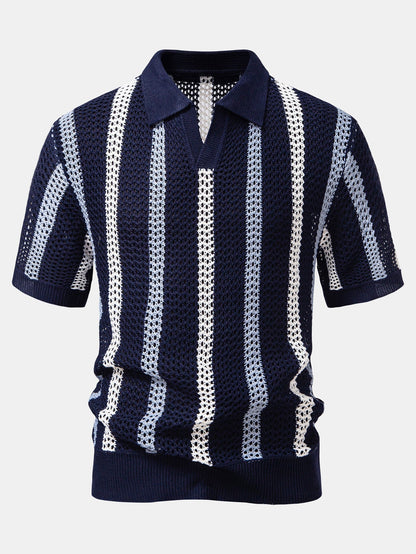 Sevanno | Crochet Polo & Straight Linen Trousers