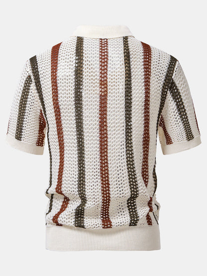 Sevanno | Crochet Polo & Straight Linen Trousers