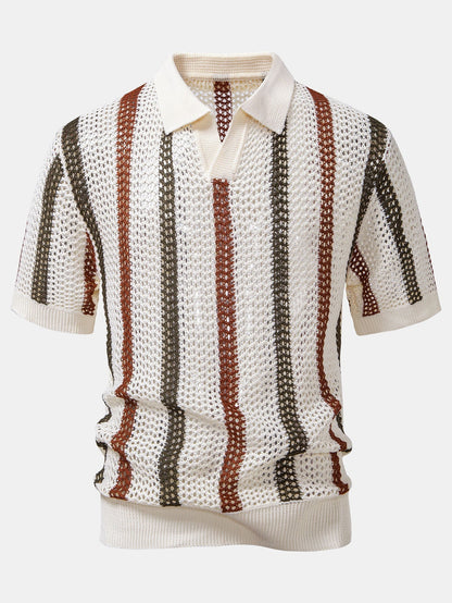 Sevanno | Crochet Polo & Straight Linen Trousers