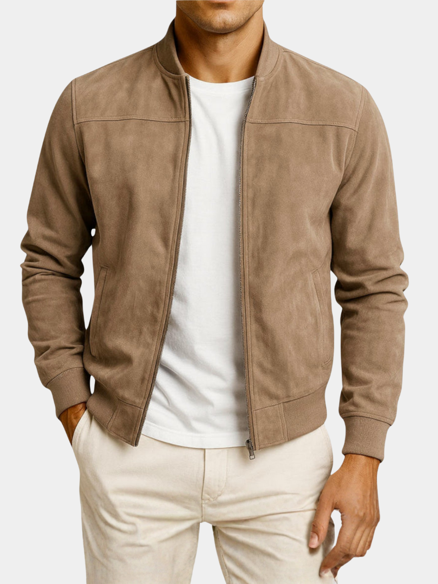Sevanno | Men’s Suede Leather Bomber Jacket
