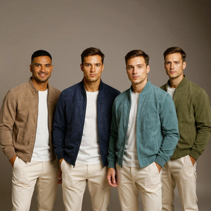 Sevanno | Men’s Suede Leather Bomber Jacket
